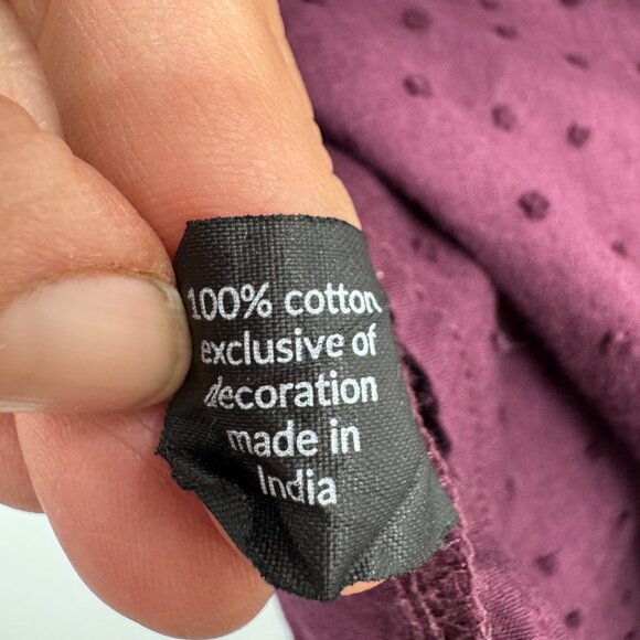 Lane Bryant Womens Plum Peasant Tunic Top V-Neck Embroidered Size 16 100% Cotton - Picture 5 of 8